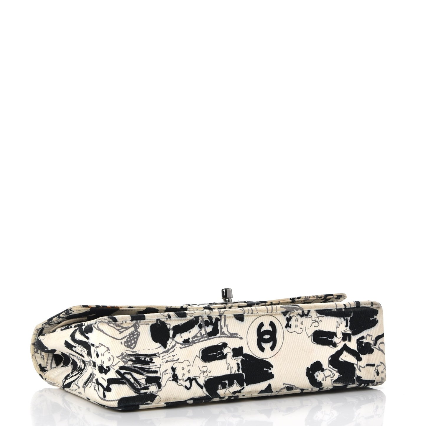 Canvas Printed Medium Double Flap Black White