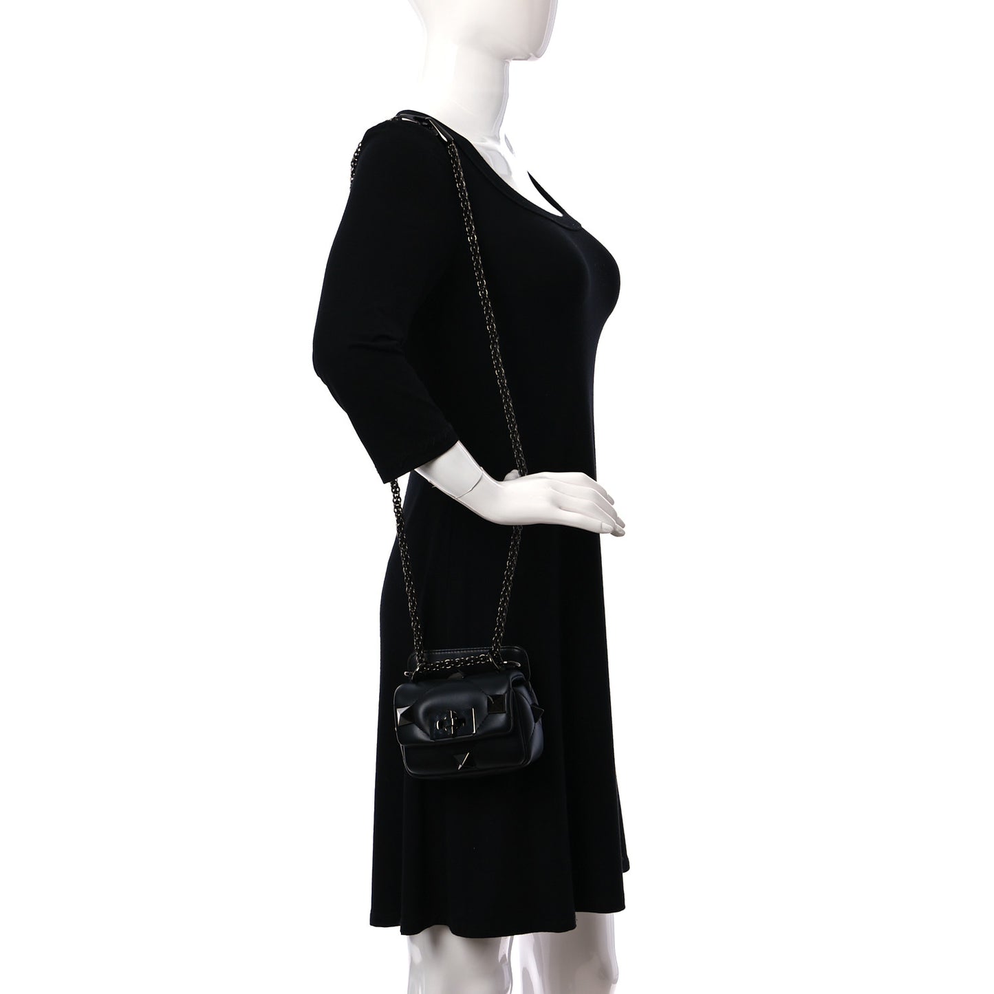 Nappa Monochrome Mini Roman Stud The Shoulder Bag Black