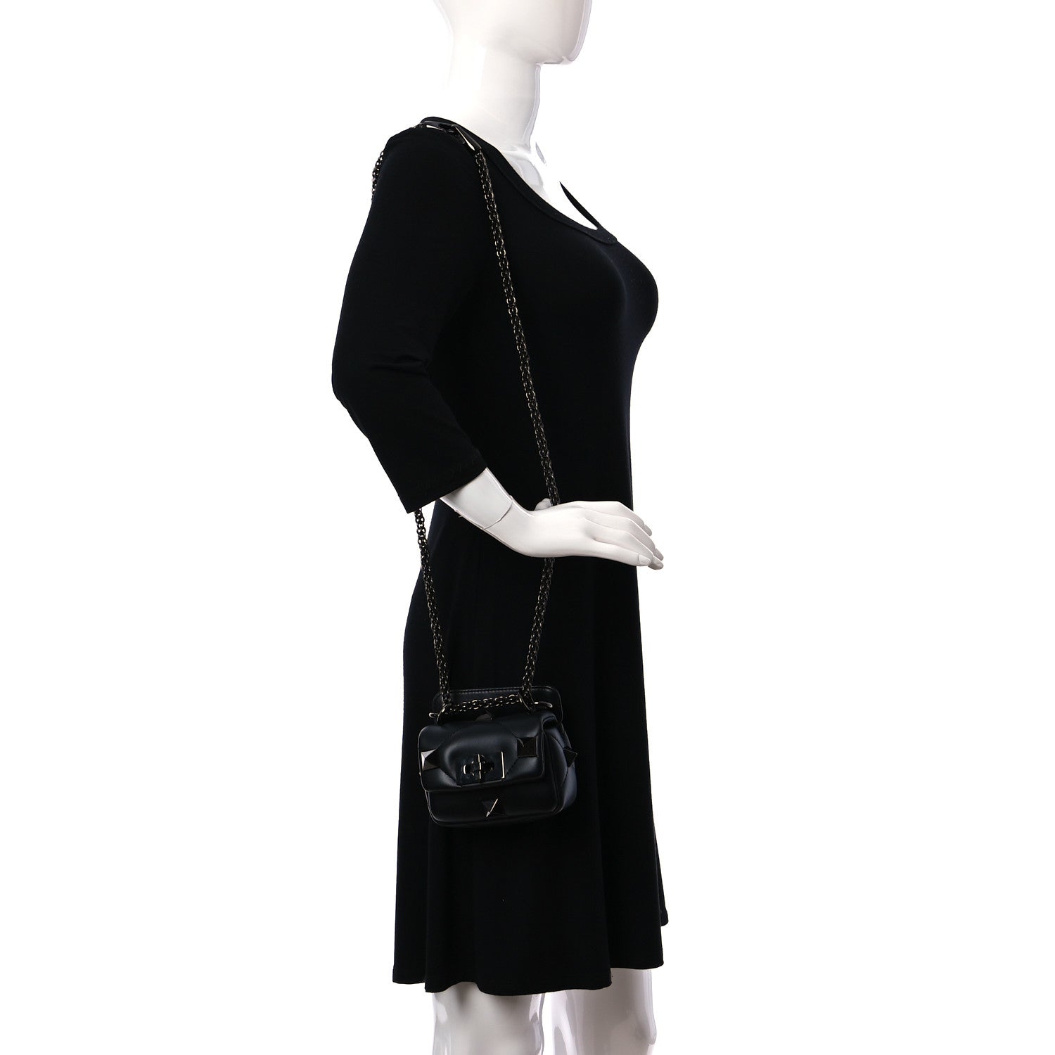 Valentino Garavani Nappa Monochrome Mini Roman Stud The Shoulder Bag Black 2 of 9