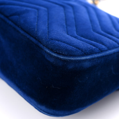 Gucci Velvet Matelasse Medium GG Marmont Shoulder Bag Cobalt Blue 8 of 26