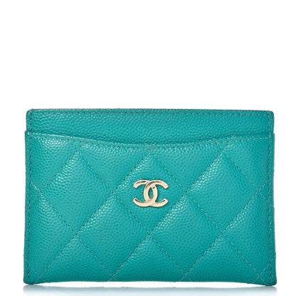 Chanel Caviar Quilted Card Holder Turquoise 1 of 13