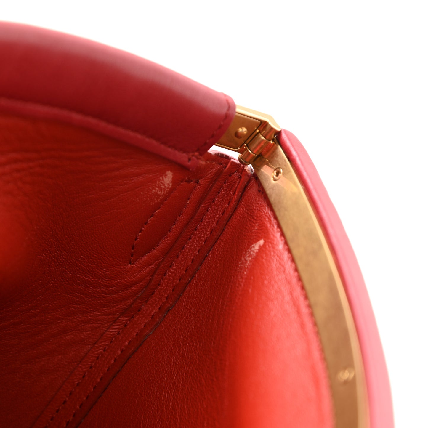 Smooth Calfskin Clasp Bucket Bag Red