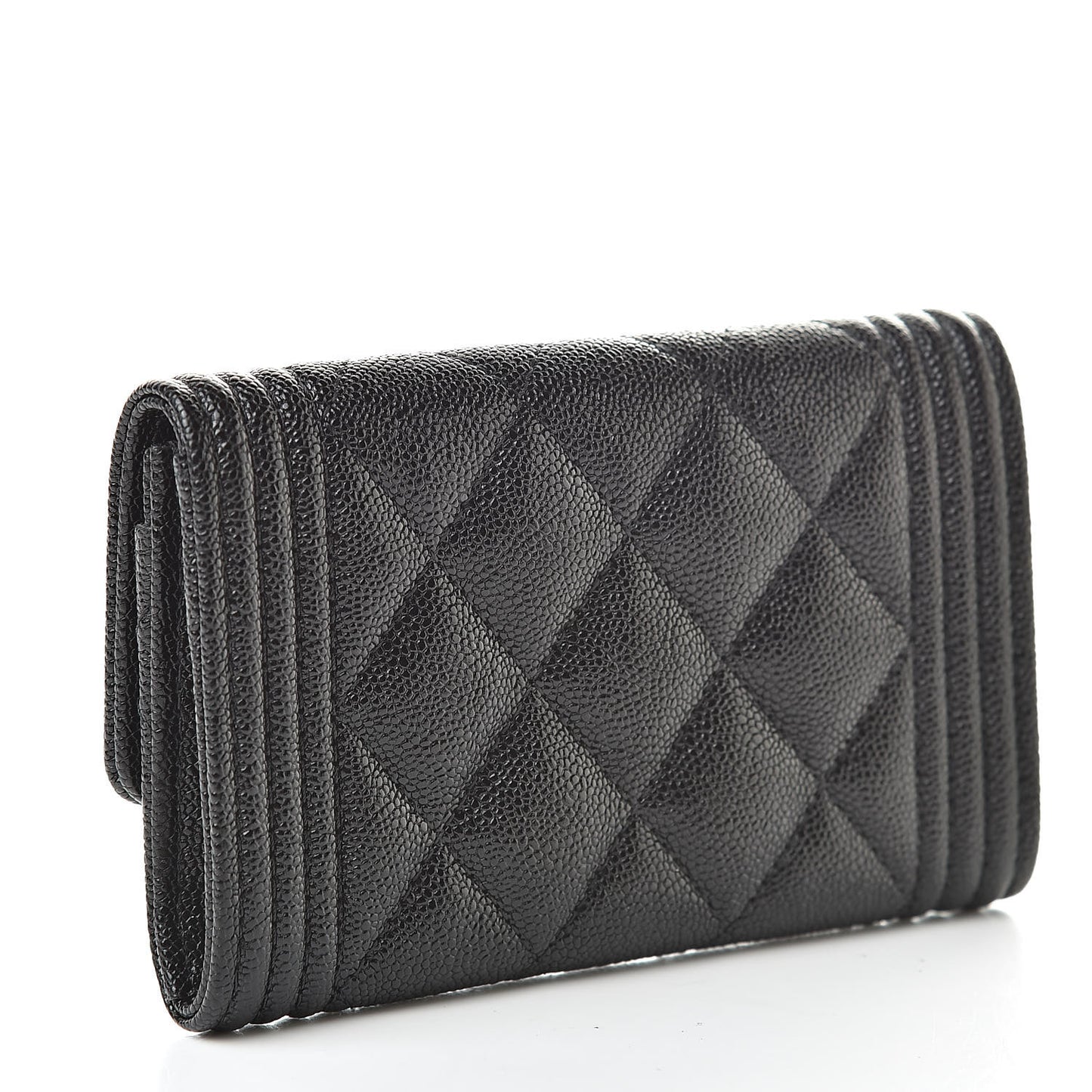 Caviar Quilted Boy Flap Card Holder Black
