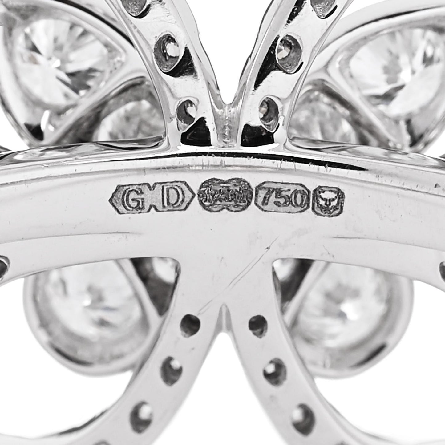18K White Gold Diamond Butterfly Silhouette Ring 53 6.5