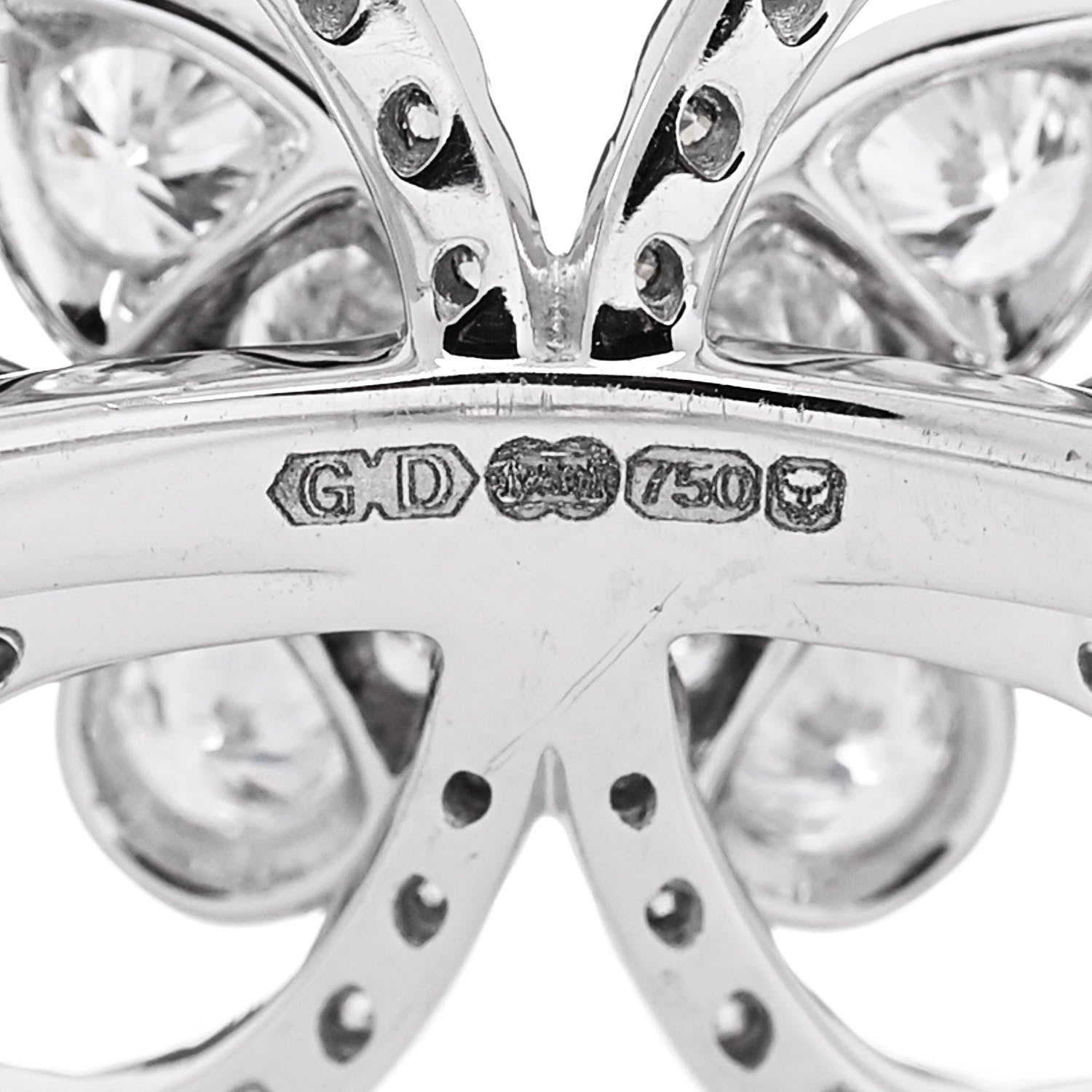 Graff 18K White Gold Diamond Butterfly Silhouette Ring 53 6.5 6 of 8