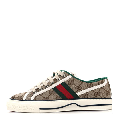Gucci GG Monogram Web Womens 1977 Tennis Sneakers 37 Beige Ebony Mystic White 1 of 10