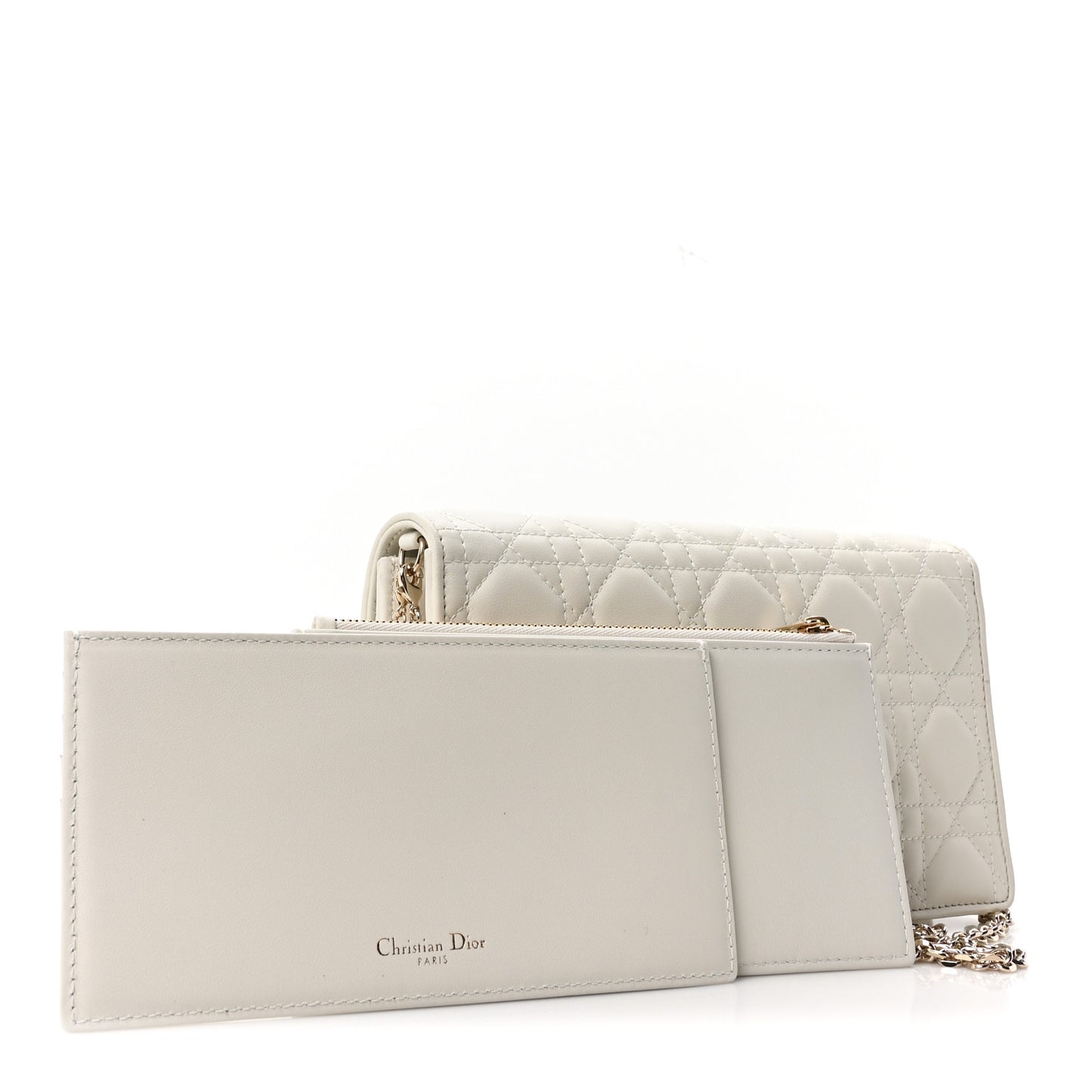 Lambskin Cannage Lady Dior Pouch Latte