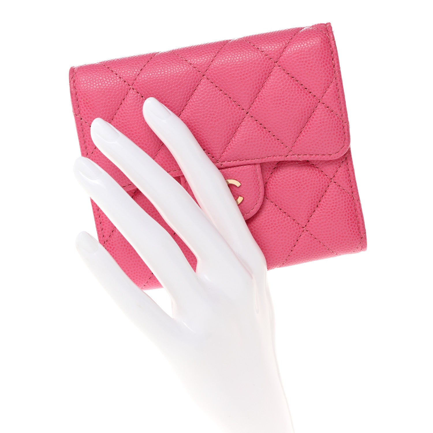 Chanel Caviar Quilted Compact Flap Wallet Pink 2 of 9
