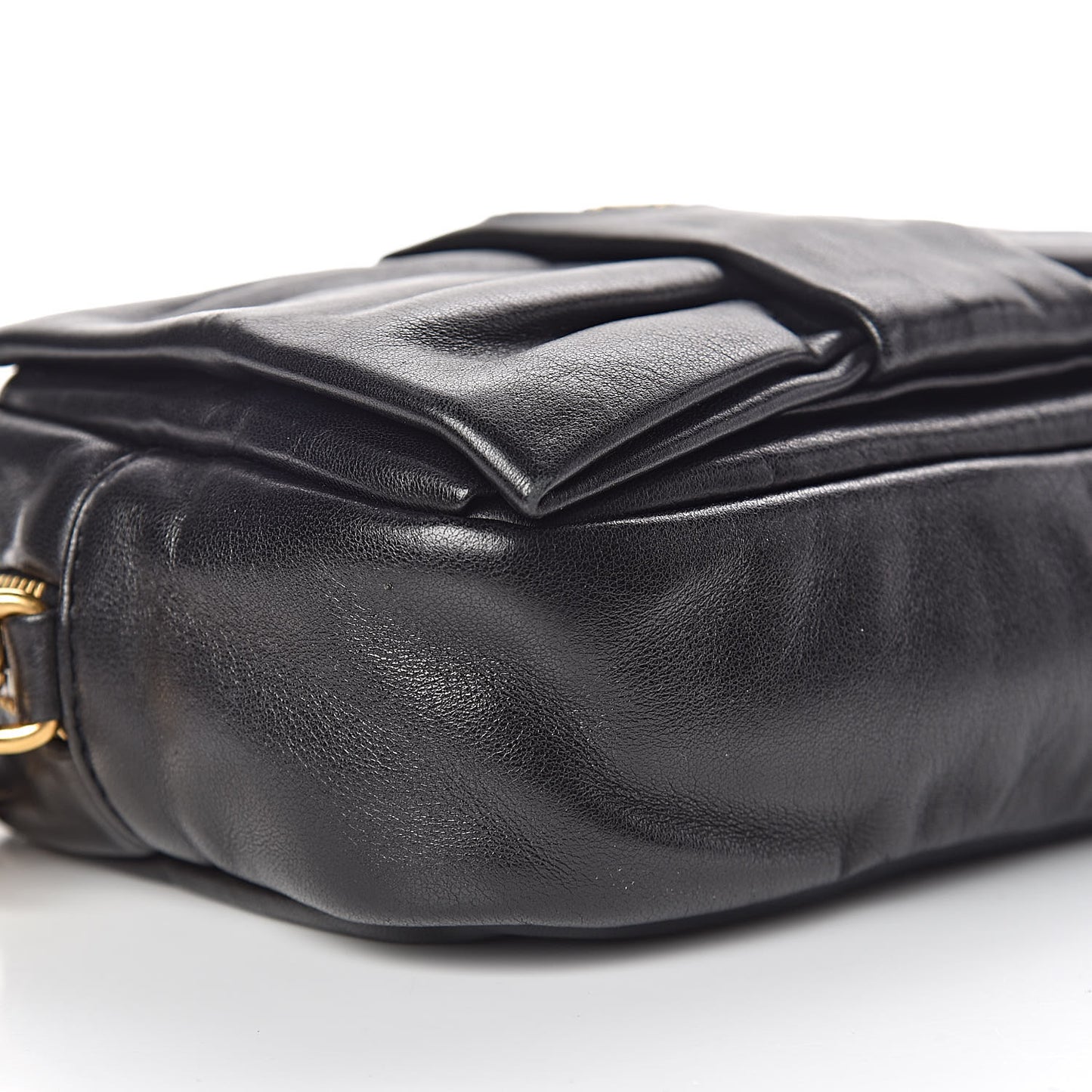 Glace Calfskin Zippers Bow Clutch Black