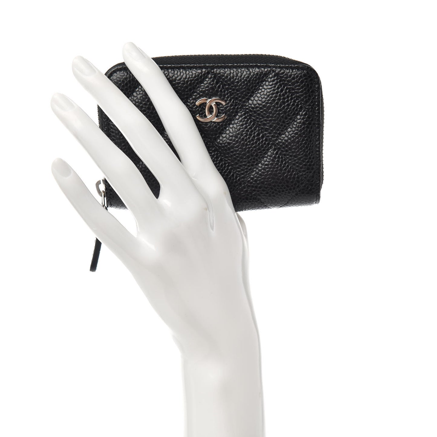 Caviar Quilted Zip Coin Purse Black