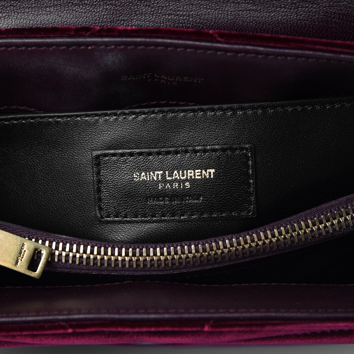 Velvet Y Quilted Monogram Small Loulou Chain Satchel Burgundy