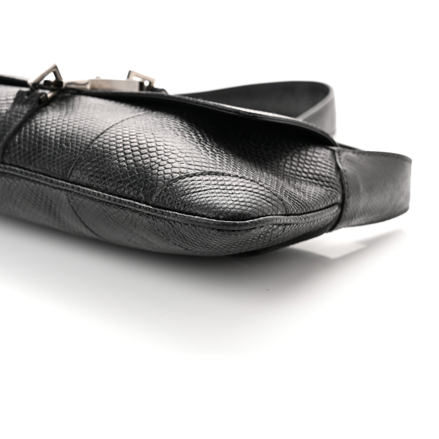 Snakeskin Small Jackie O Hobo Black