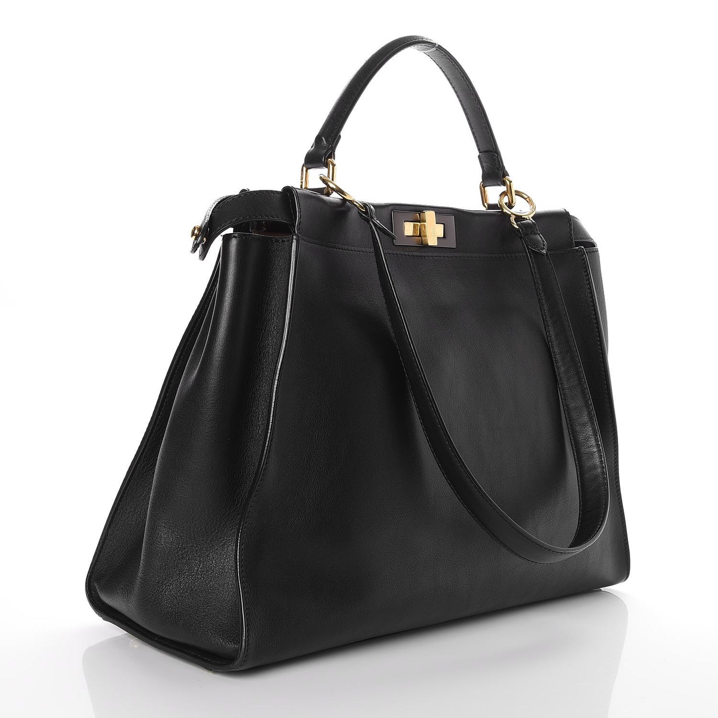 Calfskin Pixel Embroidered Large Peekaboo Iconic Satchel Black