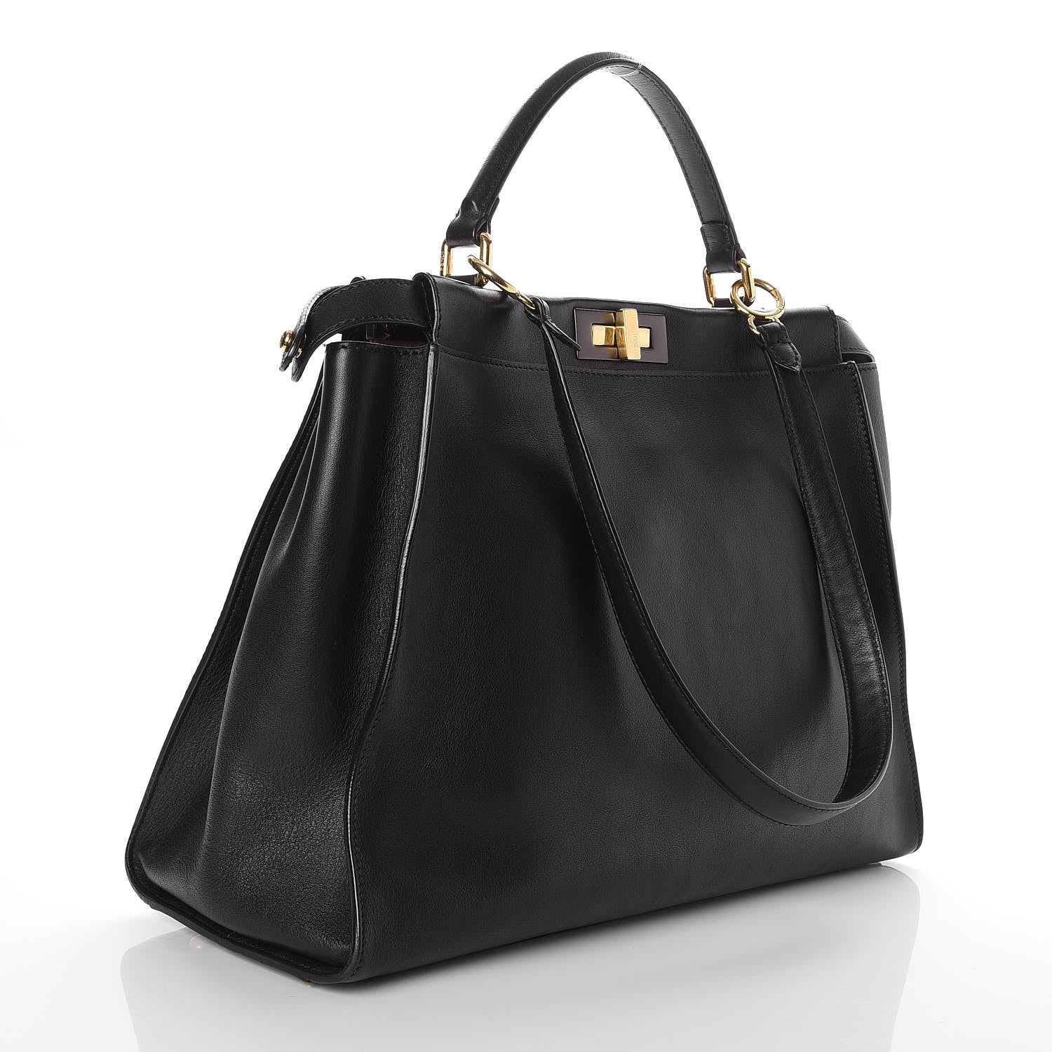 Fendi Calfskin Pixel Embroidered Large Peekaboo Iconic Satchel Black 4 of 8