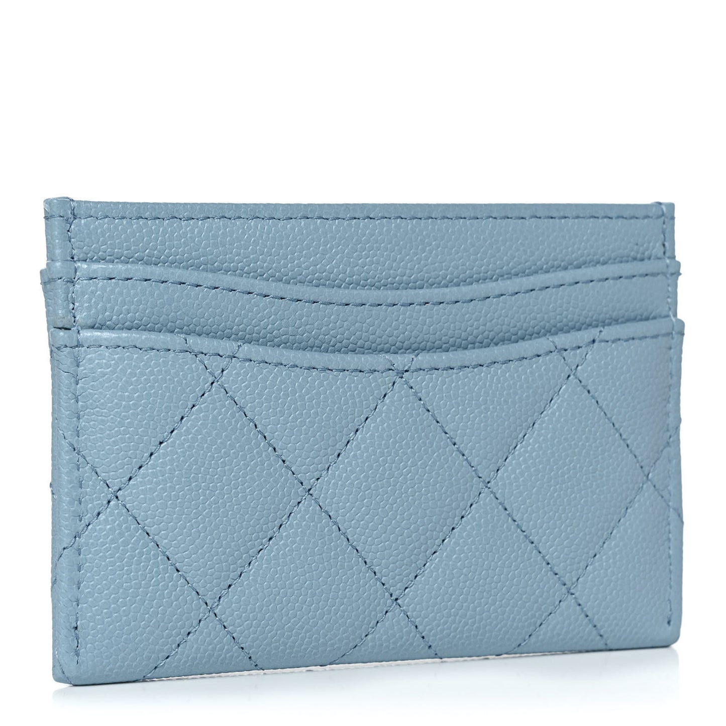 Caviar Quilted Card Holder Light Blue