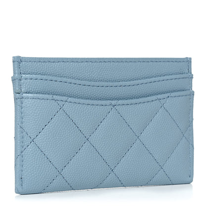 Chanel Caviar Quilted Card Holder Light Blue 3 of 9
