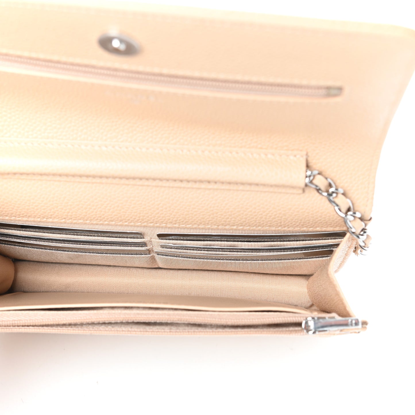 Caviar Quilted Wallet On Chain WOC Beige