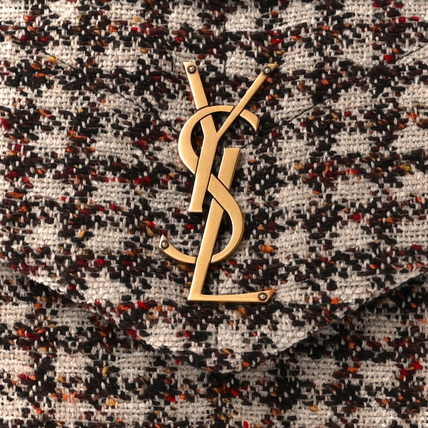 Saint Laurent Tweed Matelasse Medium Loulou Monogram Chain Satchel Beige Multicolor 9 of 11