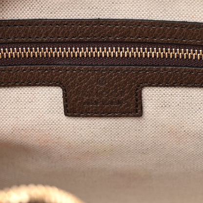 Gucci GG Supreme Monogram Textured Dollar Calfskin Web Medium Ophidia Top Handle Bowler Bag Beige Ebony New Acero 7 of 15