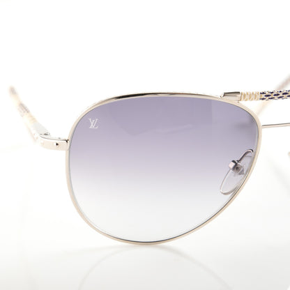 Louis Vuitton Damier Azur Conspiration Pilote Aviator Sunglasses Z0203U 7 of 8
