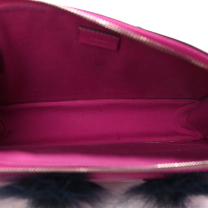 Fendi Vitello Dolce Fox Fur Monster Eyes Mini 2Jours Pouch Magenta 4 of 4