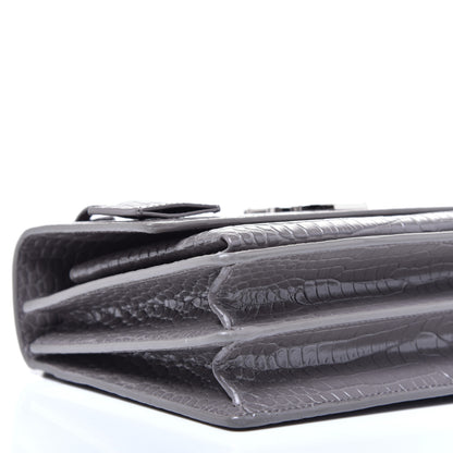 Saint Laurent Calfskin Crocodile Embossed Medium Monogram Sunset Fog 7 of 8