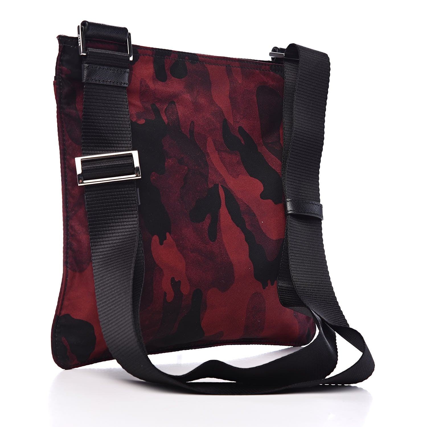 Prada Tessuto Nylon Camouflage Print Flat Messenger Bag Bordeaux 3 of 10