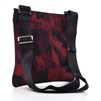 Prada Tessuto Nylon Camouflage Print Flat Messenger Bag Bordeaux 3 of 10