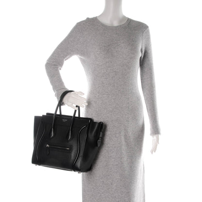 Celine Drummed Calfskin Micro Luggage Black 2 of 7