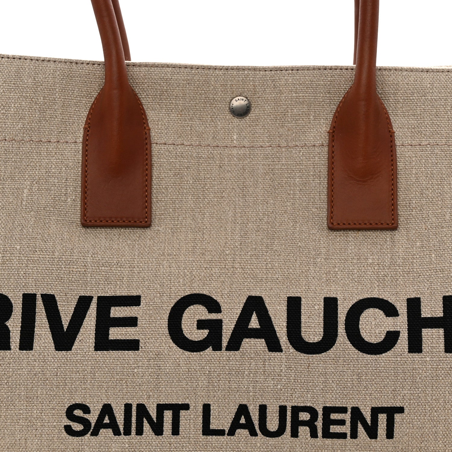 Saint Laurent Linen Calfskin Rive Gauche Tote Brown 8 of 11