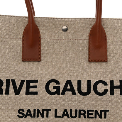 Saint Laurent Linen Calfskin Rive Gauche Tote Brown 8 of 11