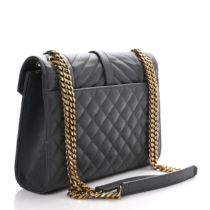 Saint Laurent Grain De Poudre Textured Mixed Matelasse Medium Triquilt Monogram Satchel Earth 3 of 8