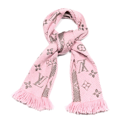 Louis Vuitton Wool Silk Logomania Shine Scarf Pink 2 of 5