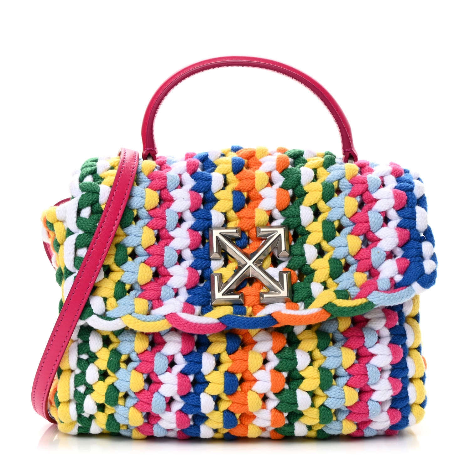 Off-White Textile Braided Jitney 2.8 Top Handle Bag Multicolor 1 of 9