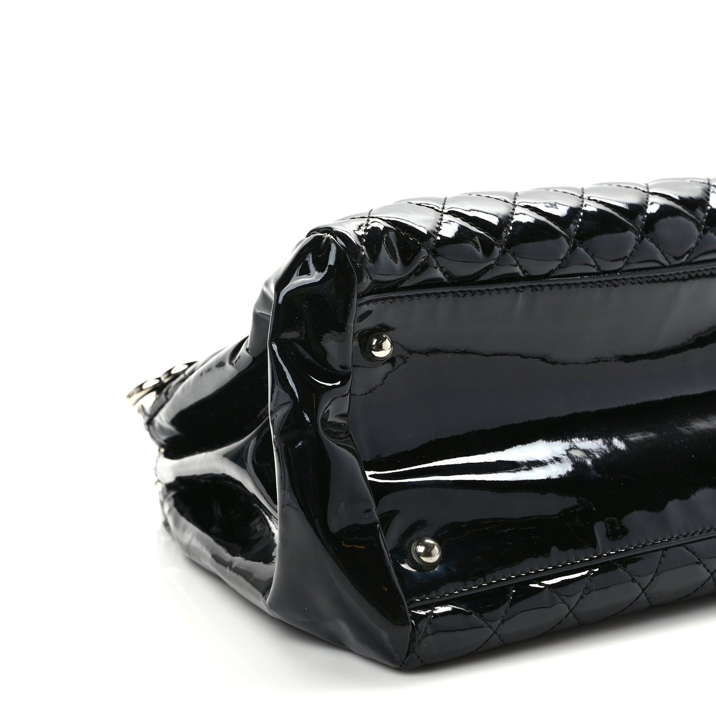 Patent Quilted Large Just Mademoiselle Bowling Bag Black