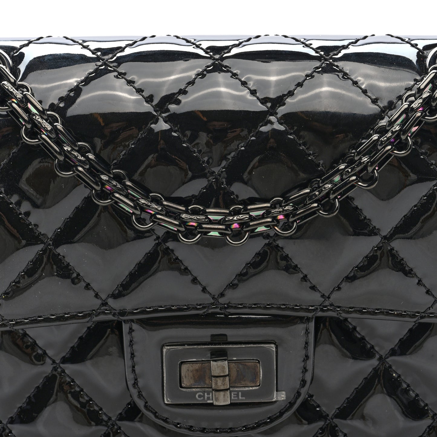 Patent Calfskin Quilted 2.55 Reissue Mini Flap So Black