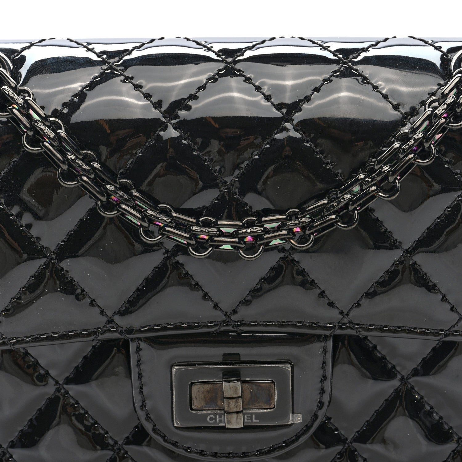 Chanel Patent Calfskin Quilted 2.55 Reissue Mini Flap So Black 8 of 11