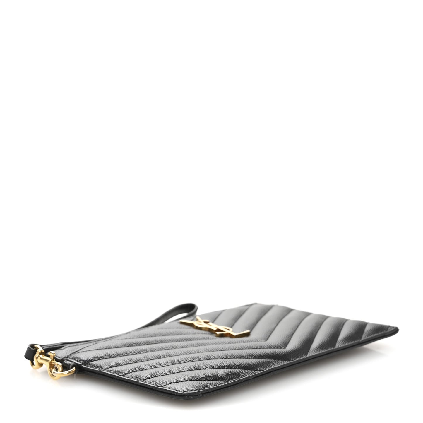 Grain De Poudre Chevron Monogram Large Bill Pouch Black