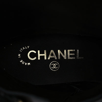 Chanel Calfskin Quilted CC Logo Mid Calf Boots 39 Black 7 of 9