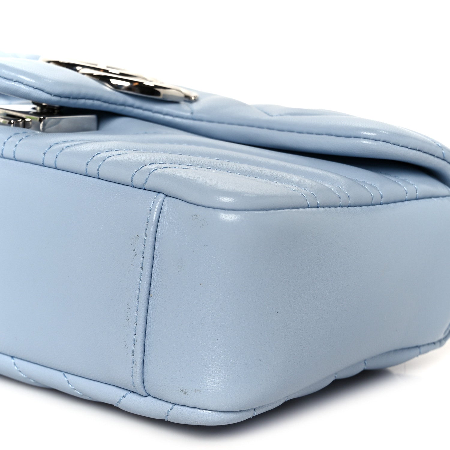 Gucci Lambskin Matelasse Small GG Marmont Shoulder Bag Porcelain Light Blue 11 of 11