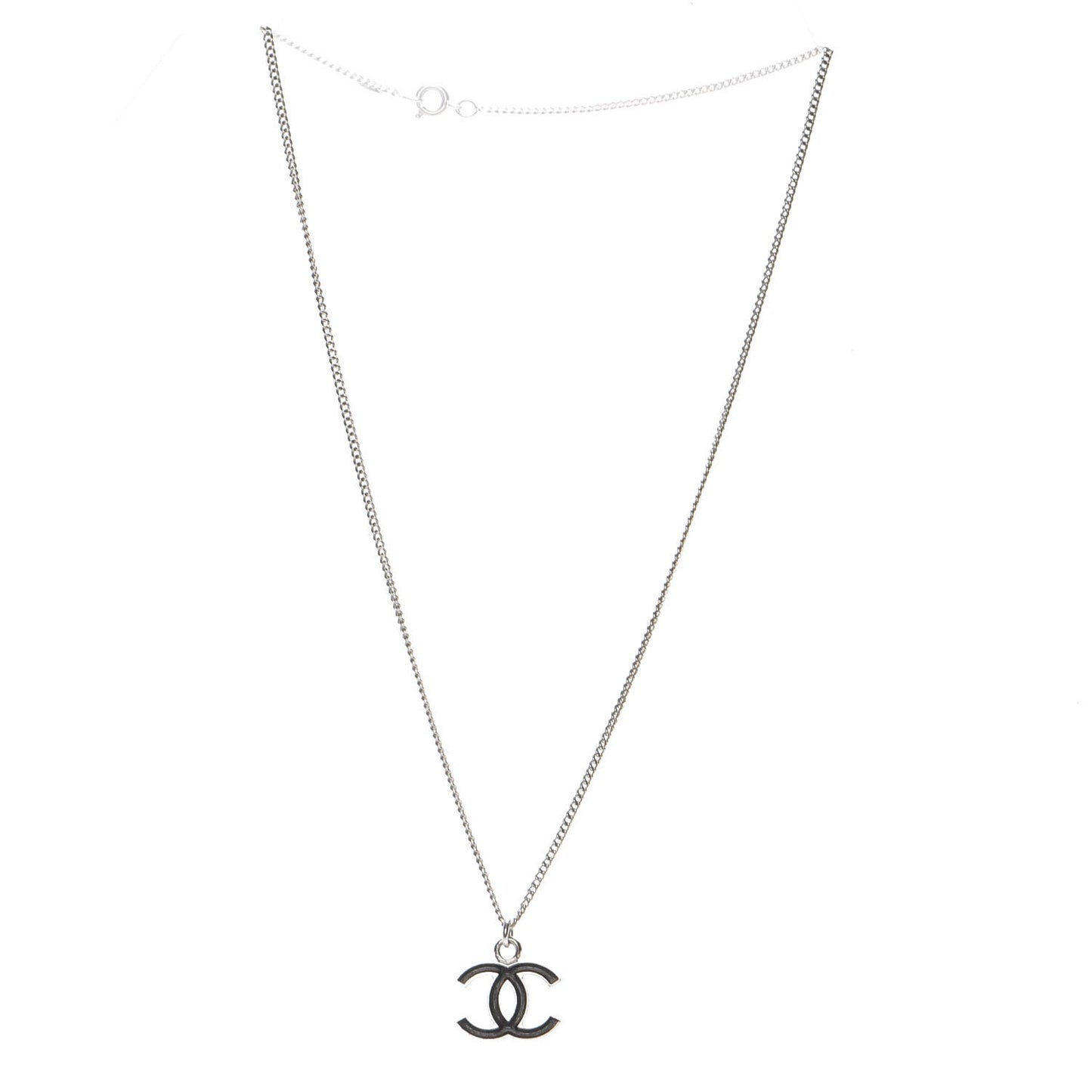 Enamel CC Necklace Black