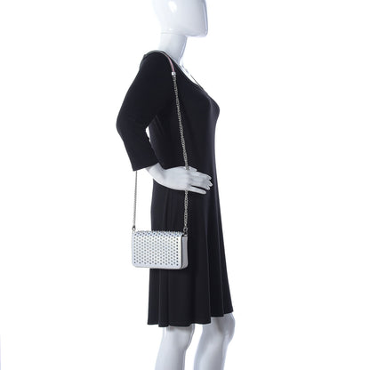 Christian Louboutin Metallic Calfskin Spiked Zoompouch Crossbody Snow Silver 2 of 12