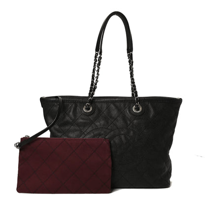 Chanel Grained Calfskin Quilted Small Daily Shopping Tote Black 1 of 17