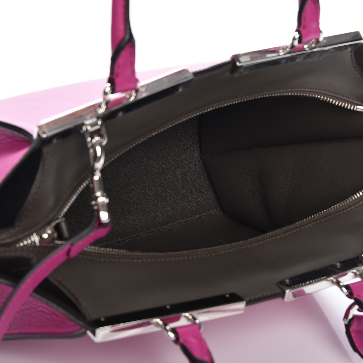 Fendi Vitello Dolce Shiny Nappa Petite 3Jours Tote Magenta Carbone 6 of 8