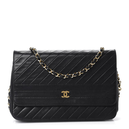 Chanel Lambskin Diagonal Quilted Small Single Flap Black 1 of 11