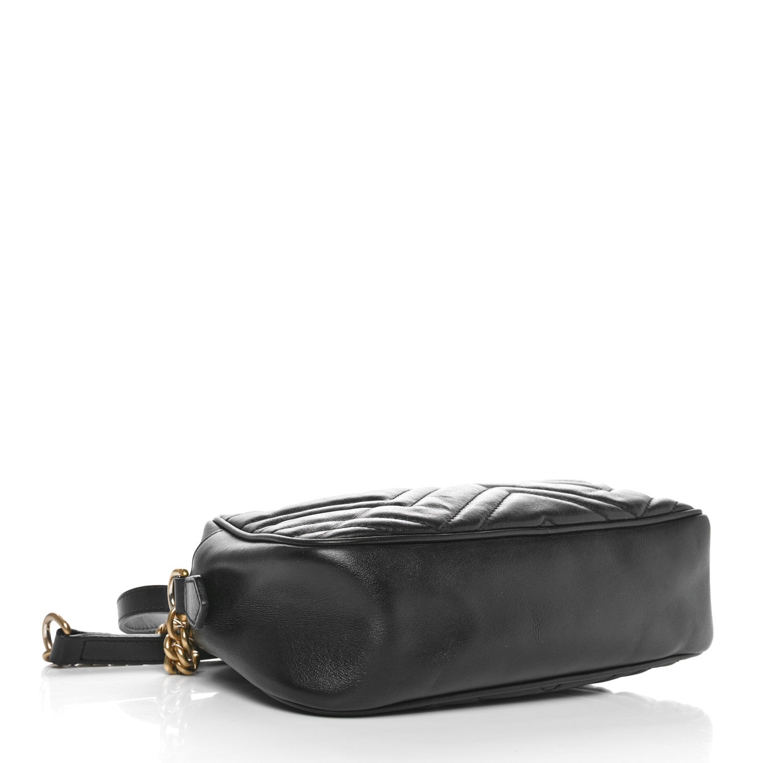 Gucci Calfskin Matelasse Small GG Marmont Chain Shoulder Bag Black 4 of 10