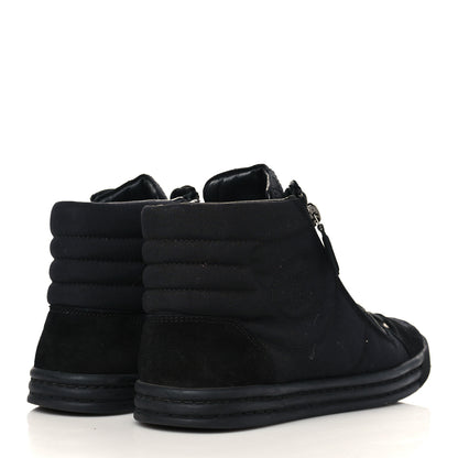 Chanel Toile Suede Calfskin CC High Top Sneakers 36.5 Black 4 of 7