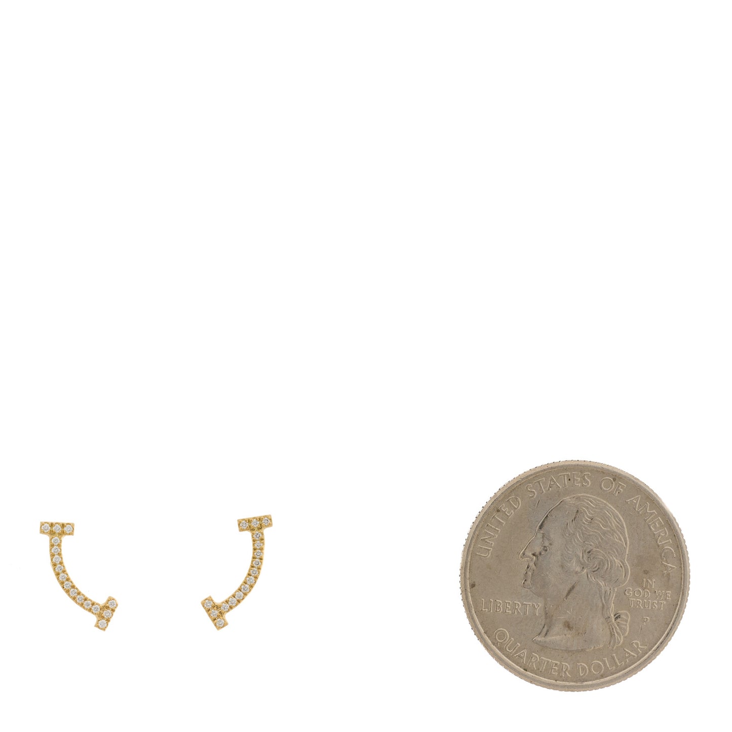 18K Yellow Gold Diamond T Smile Earrings