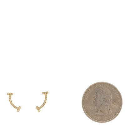 Tiffany 18K Yellow Gold Diamond T Smile Earrings 2 of 5