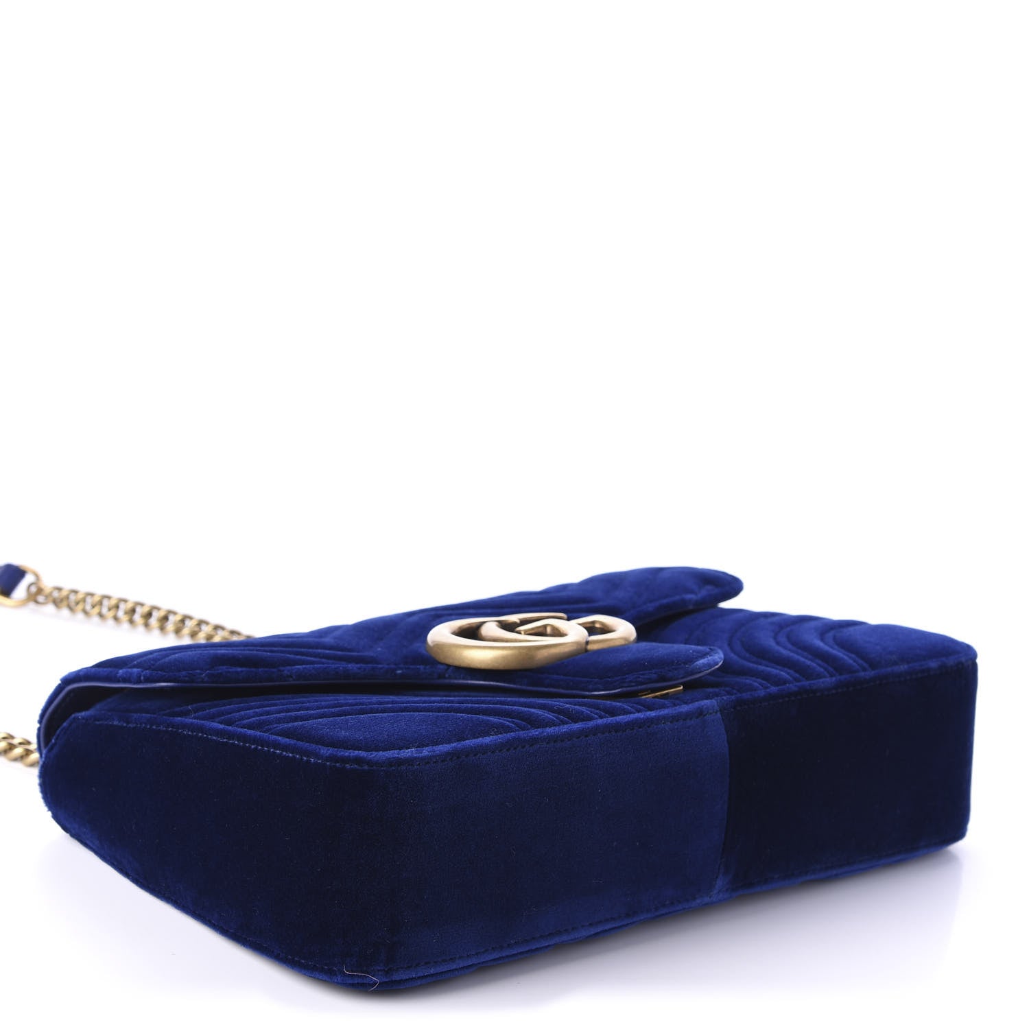 Gucci Velvet Matelasse Medium GG Marmont Shoulder Bag Cobalt Blue 4 of 10